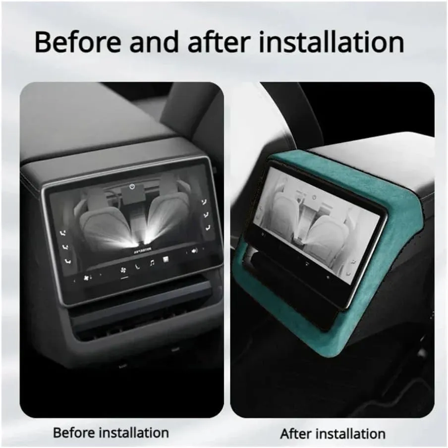 Compatible for Tesla New Model 3 Highland 2024 Rear Display Frame Cover Alcantara Suede Decoration Stickers Decal Car Interior Accessories(Orange1)