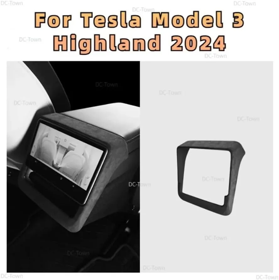 Compatible for Tesla New Model 3 Highland 2024 Rear Display Frame Cover Alcantara Suede Decoration Stickers Decal Car Interior Accessories(Orange1)