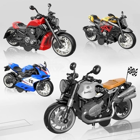 Compatible for 1:12 Alloy Metal Motorcycle Model Toys, 4 Pcs Pull Back Collection Motorcycle Toys Model, Diecast Toy Motorcycles for 3-9 Year Old Boys