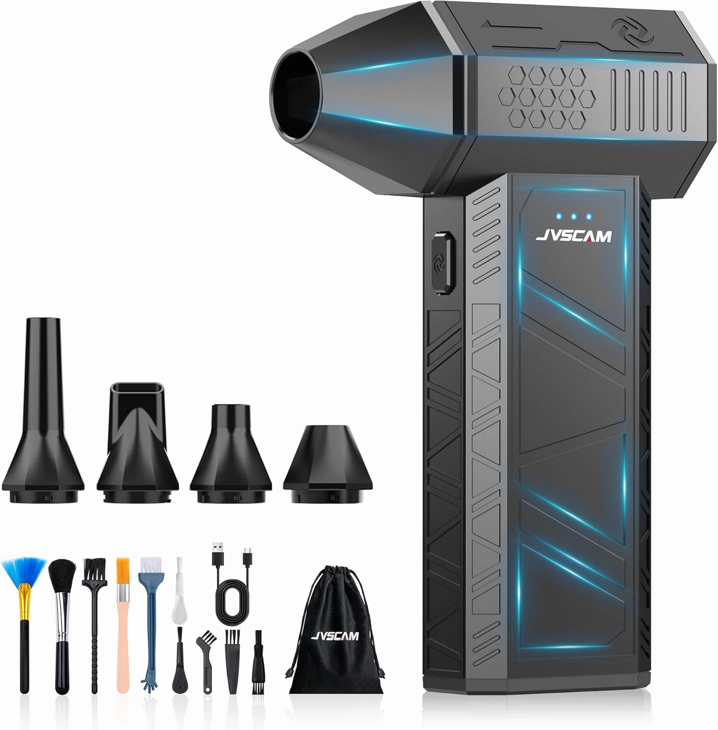 Compressed Air Duster - Electric Air Duster with Brushless Motor - 3 Gear Adjustable Cordless Air Blower - Rechargeable Air Duster for PC, Keyboard, Car, Outdoors, Home (X3)