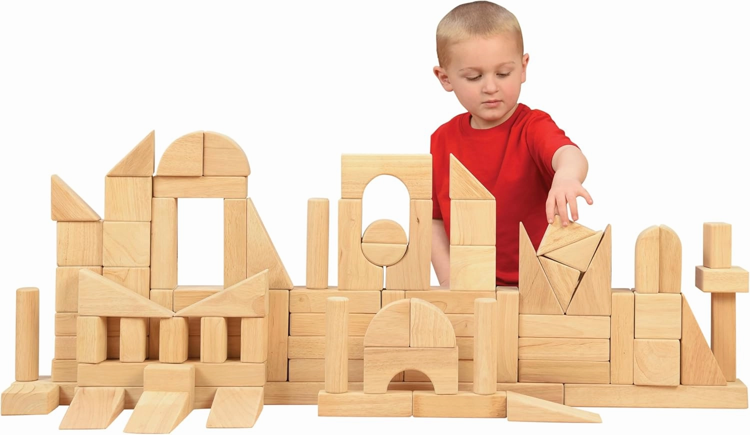 Constructive Playthings Wooden Unit Blocks for Kids (82 pcs.)