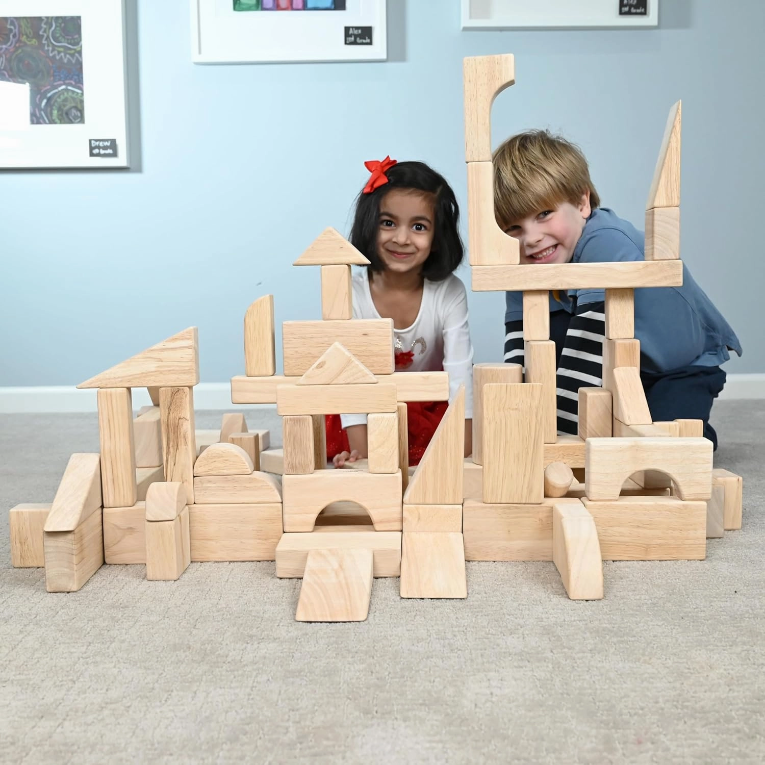 Constructive Playthings Wooden Unit Blocks for Kids (82 pcs.)
