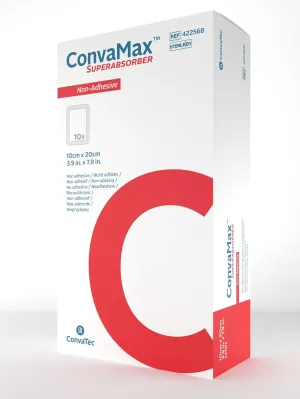 ConvaTec ConvaMax Superabsorber Non-Adhesive 4"x8" Soft Absorbent Wound Dressing with High Fluid Retention, 422568, Box of 10