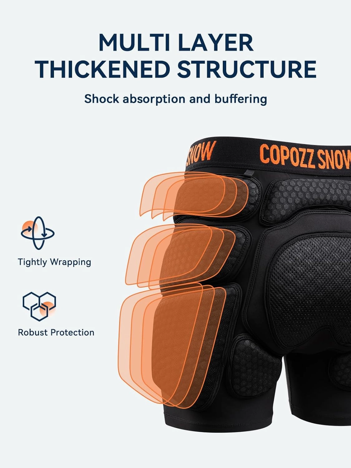 COPOZZ RZ-Labs Padded Shorts, Protective Hip Butt Pads, Crash Pad for ski Snowboarding Skating Skateboard for Men Women Youth