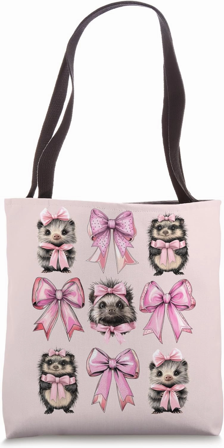 Coquette Bow Porcupine Cute Girl Mom Pink Mother's Day Tote Bag
