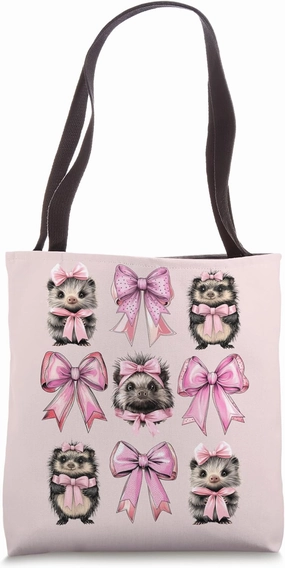 Coquette Bow Porcupine Cute Girl Mom Pink Mother's Day Tote Bag