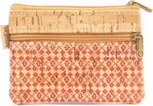 Cork zipper Pouch, Mini coin purse wallet, Vegan, waterproof durable, Eco friendly sustainable organic, (D)