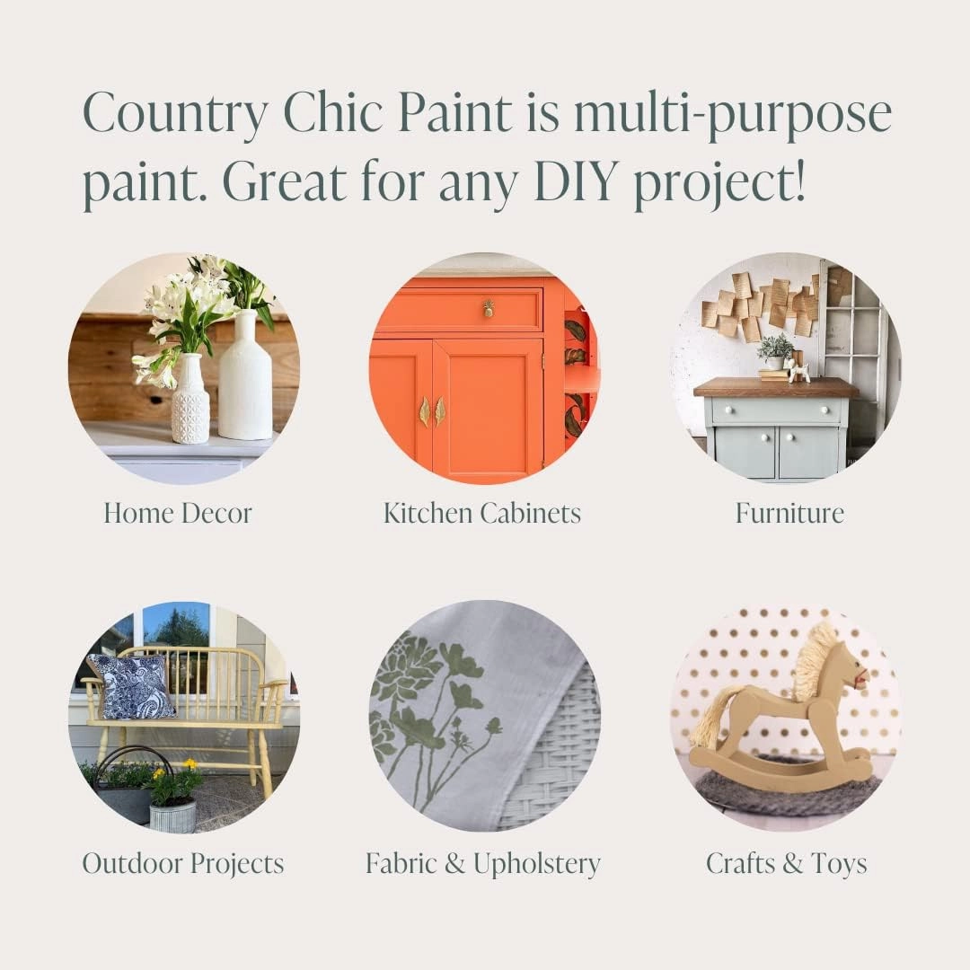 Country Chic All-in-One Chalk Paint for Furniture, Cabinets, Home Decor, Eco-Friendly, Matte Finish, Built-In Primer & Top Coat for Wood, Metal - Ancient Ember (Terracotta Brown) - Pint 16 oz (475 ml)