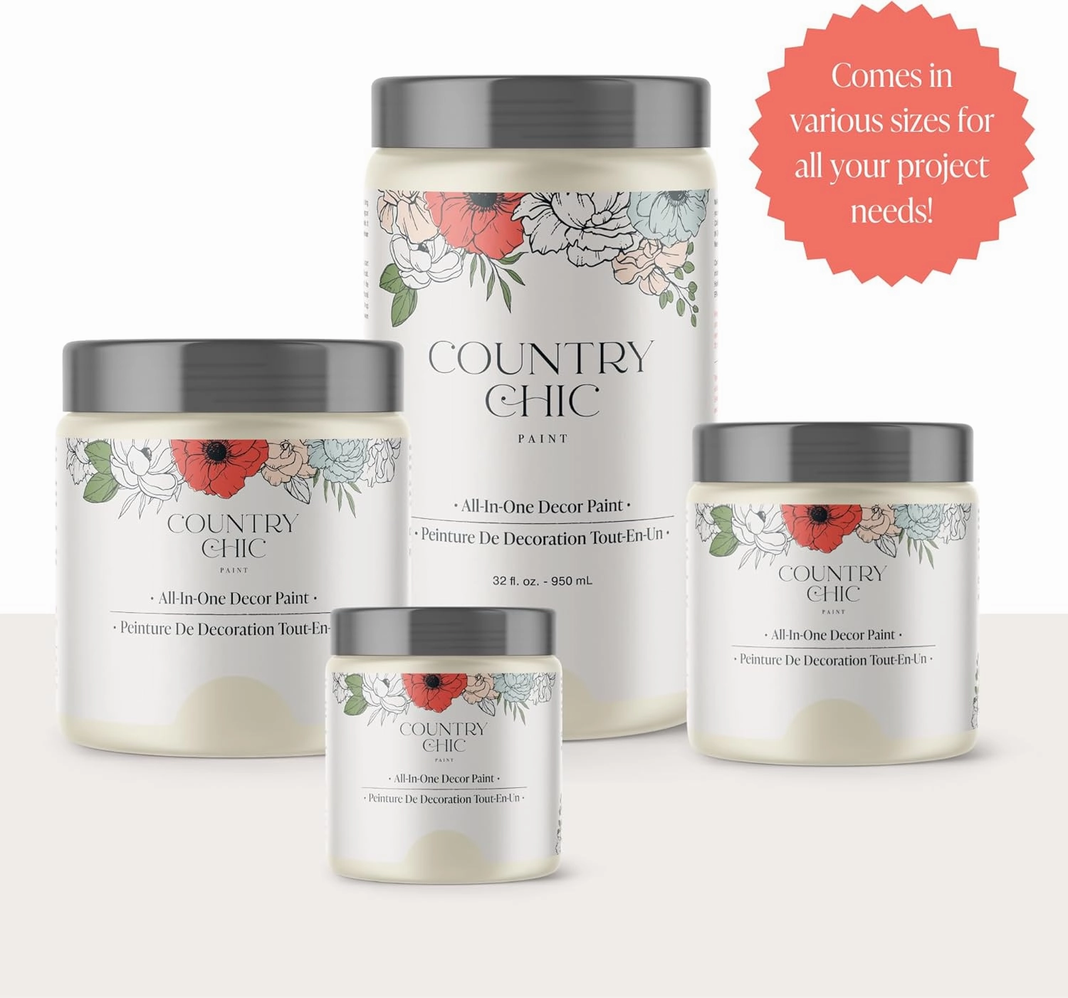 Country Chic All-in-One Chalk Paint for Furniture, Cabinets, Home Decor, Eco-Friendly, Matte Finish, Built-In Primer & Top Coat for Wood, Metal - Bliss (Teal) - Quart 32 oz (950 ml)