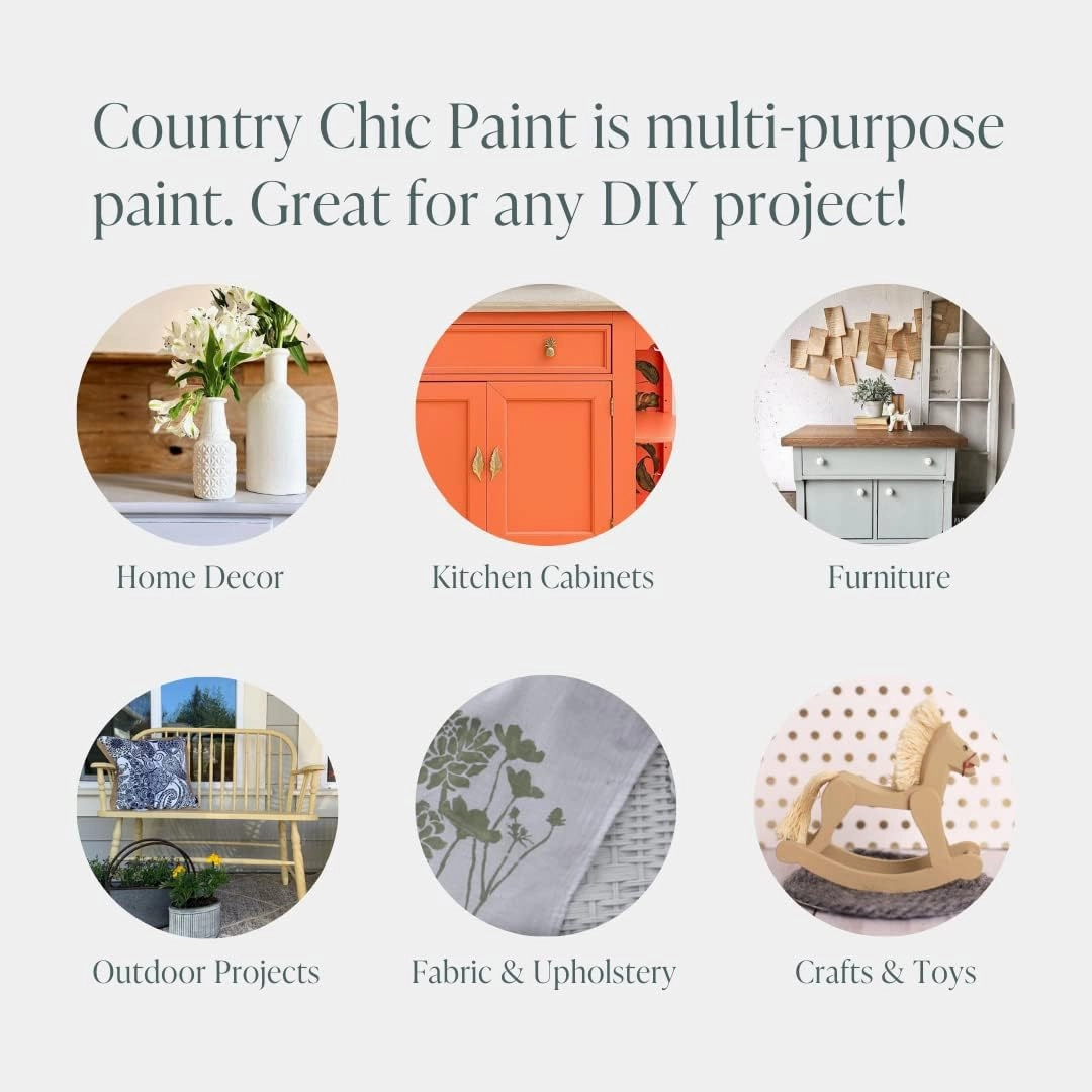 Country Chic All-in-One Chalk Paint for Furniture, Cabinets, Home Decor, Eco-Friendly, Matte Finish, Built-In Primer & Top Coat for Wood, Metal - Simplicity (White) - Pint 16 oz (475 ml)