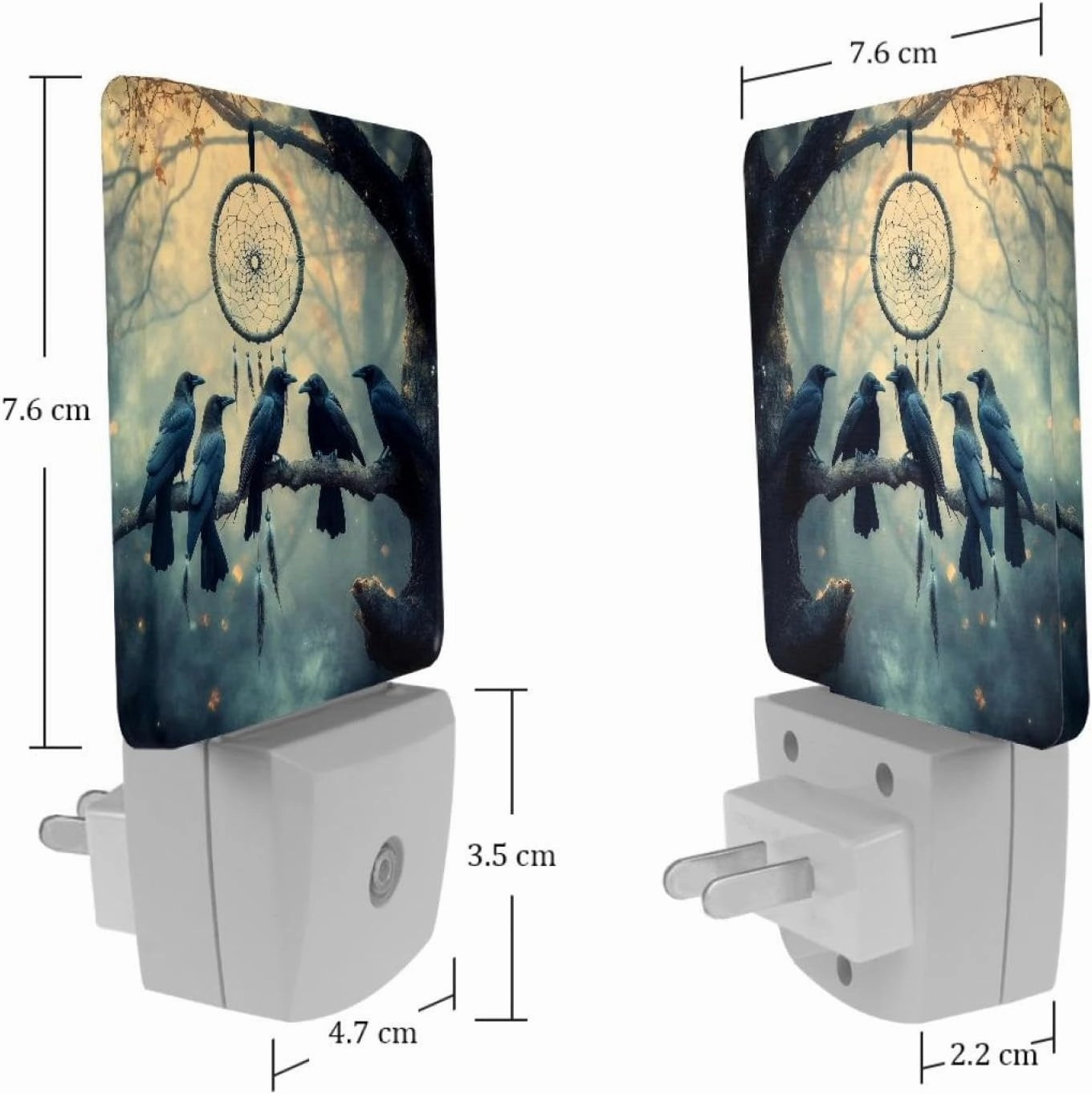 Crows Tree Branch Dreamcatcher Plug in LED Night Light Auto Sensor Dusk to Dawn Decorative Night for Bedroom, Bathroom, Kitchen, Hallway, Stairs, Hallway, Baby's Room, Energy Saving