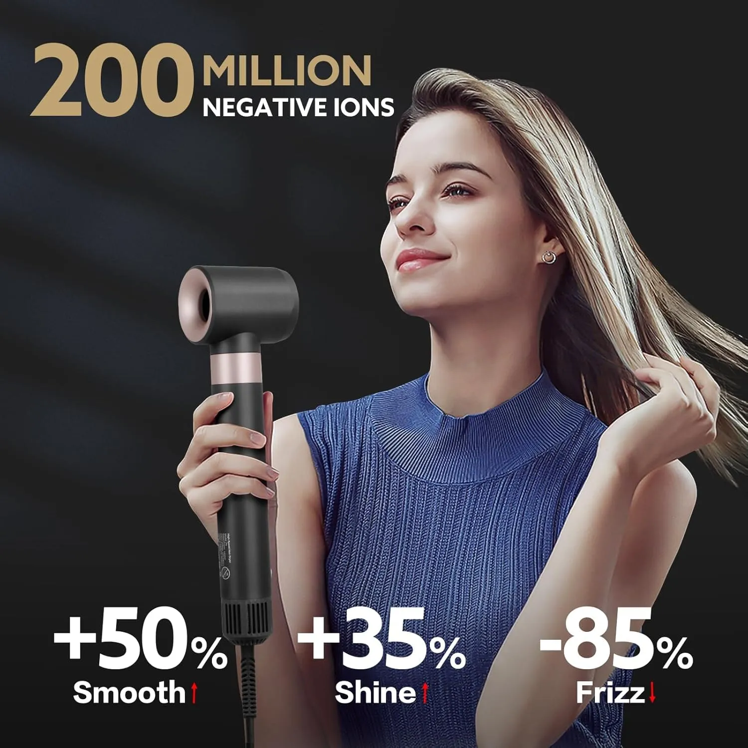 Curling Iron Hair Dryer: Auto Wrap Curling Wand 1 1/4 Inch Automatic Hair Curler, Ceramic Negative Ionic Blow Dryers Hot Air Fast Drying Tools Set with Extra Long Barrel for Styling Waves (Black)