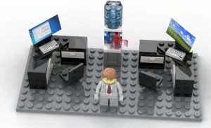Custom Toys & Hobbies INC Building Bricks Businessman Lawyer Office Setup- Premium Quality Desk Keyboard Computer & Minifigure Holiday Birthday Gift for Kids (Full Office)