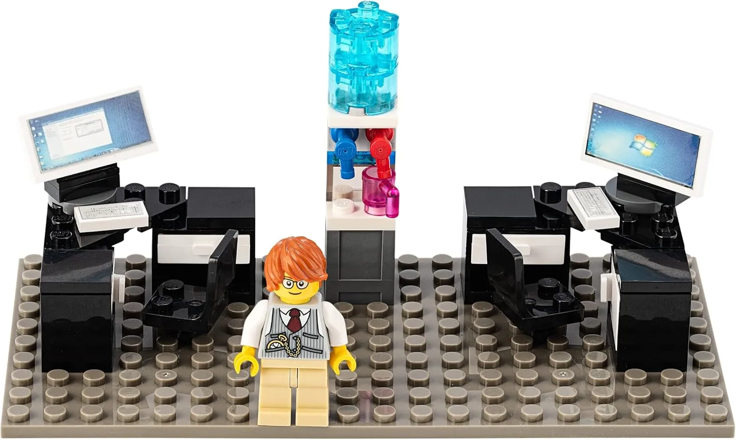 Custom Toys & Hobbies INC Building Bricks Businessman Lawyer Office Setup- Premium Quality Desk Keyboard Computer & Minifigure Holiday Birthday Gift for Kids (Full Office)