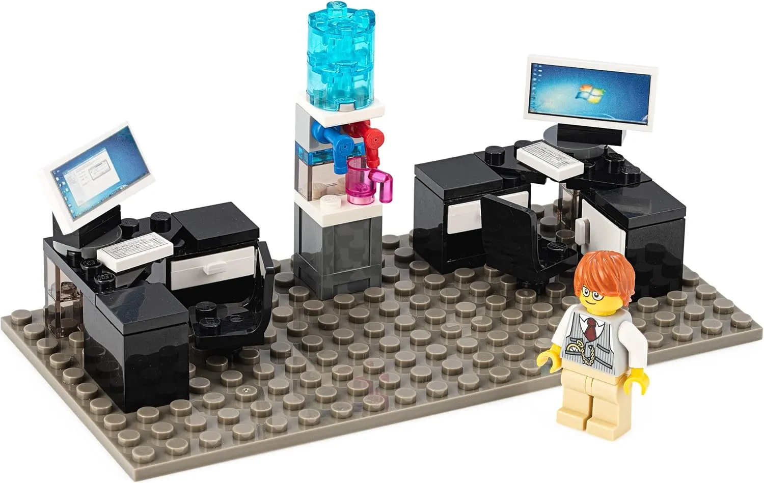 Custom Toys & Hobbies INC Building Bricks Businessman Lawyer Office Setup- Premium Quality Desk Keyboard Computer & Minifigure Holiday Birthday Gift for Kids (Full Office)