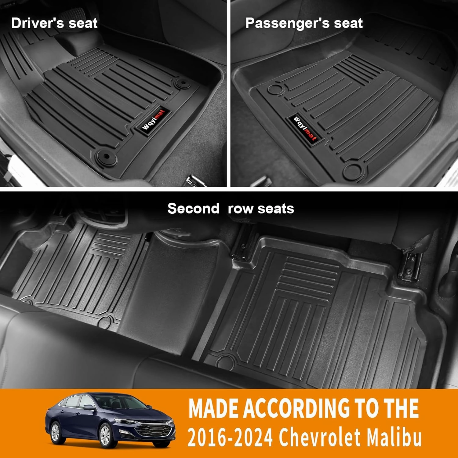 Custom All Weather Floor Mats and Cargo Trunk Liner for 2016-2024 2025 Chevy Malibu Accessories TPE Rubber Protection Mat,for Chevrolet Malibu Floor Liner Set
