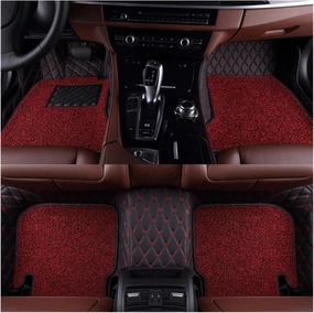 Custom Double Layer Car Floor Mat Compatible for Genesis GV70 2021 2022 2023 Auto Carpet Accessories Syling Interior Parts (Color : Black red)