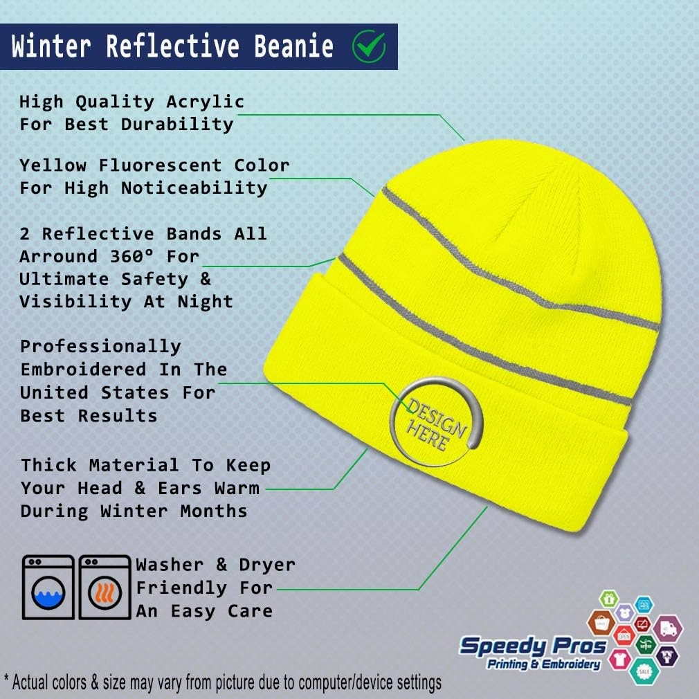 Custom Reflective Beanie Fire Inspector High Visibility Running Gear Skull Cap for Men & Women 1 Size