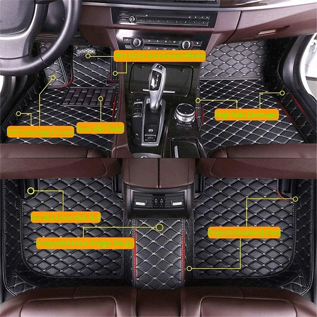 Customized Car Mats are Suitable for Déesse DS 6 / 2014-2018 Year Waterproof Lining Full Set of Environmentally Friendly Flooring (Black Blue,DS 6 / 2017-2018 Year)