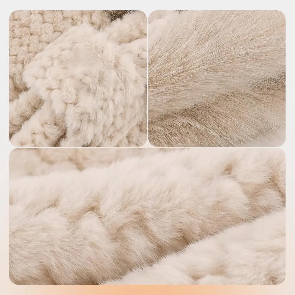 Cute Fox Ears 2-in-1 Hat and Scarf, Integrated Ear Protection Windproof Cap, Winter Set for Women