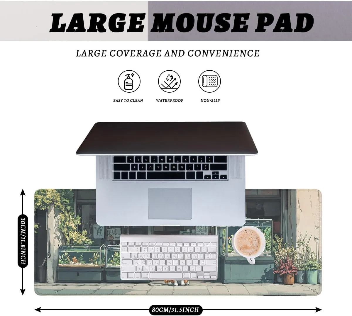 Cute Puppy Desk Pad Mouse Pad Orange Corgi Pet Store Fish Tank Plants Mousepad XL Large Gaming Mouse Pad Laptop Keyboard Mat Desk Pad Office Home Decor for Women Girl 31.5"x11.8"