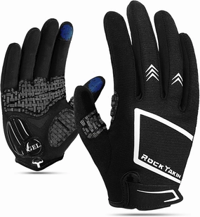Cycling Gloves for Men Women, 5MM Gel Pad Shock-Absorbing Bike Gloves with Touch Screen Sweat Wipe Breathable Anti-Slip Full Finger Biking Gloves for MTB Road Bicycle