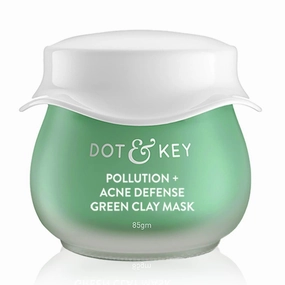 D.o.t. & K.e.y. Skin Care Pollution   Acne Green Clay Mask | Clay Mask for Face with Salicylic | Reduces Active Acne, Soothes Redness | For Dark Spots, Oily | 85g