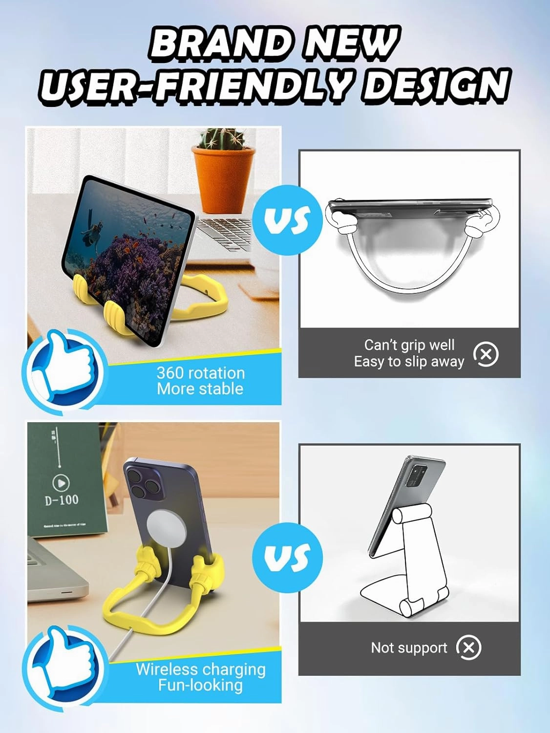 Dad Gifts for Fathers Day from Daughter Son Cell Phone Stand: 8 Pack UPGRADE Adjustable Thumbs Up Lazy Phone Holder for Desk Fun Birthday Gifts for Grandma Teens Girls Boys Adults Husband from Wife