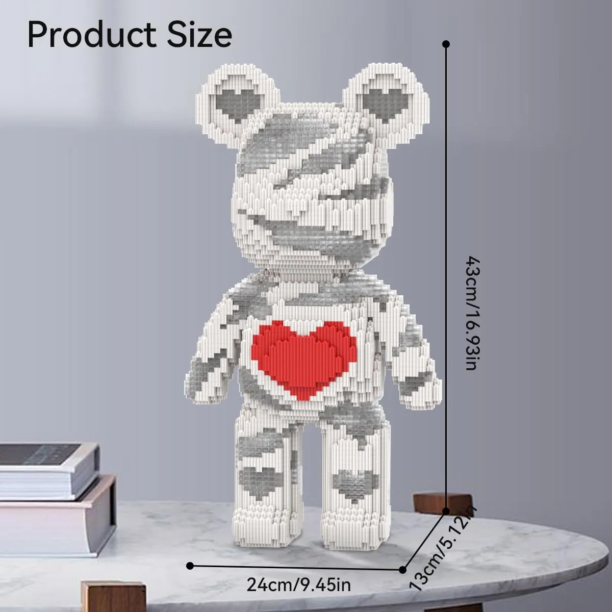 DAHONPA White Bear with Heart Micro Building Blocks for Adults (5300 PCS), Bear Bricks Set Display Model Gift for Lovers Men & Women,Personalized Decoration