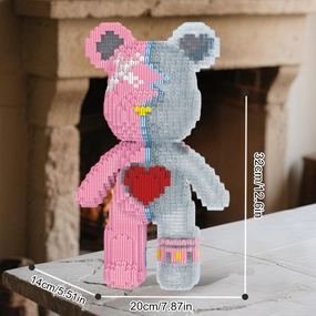DAHONPA Pink Bear in Love Micro Building Blocks for Adults (3050 PCS), Bear Bricks Set Personalized Decoration, for Lovers Men & Women