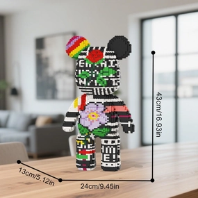 DAHONPA Rose Flower Painting Bear Micro Building Blocks Set (6150 PCS), Bear Bricks Set Home & Office Decor, Gift for Adults and Kids