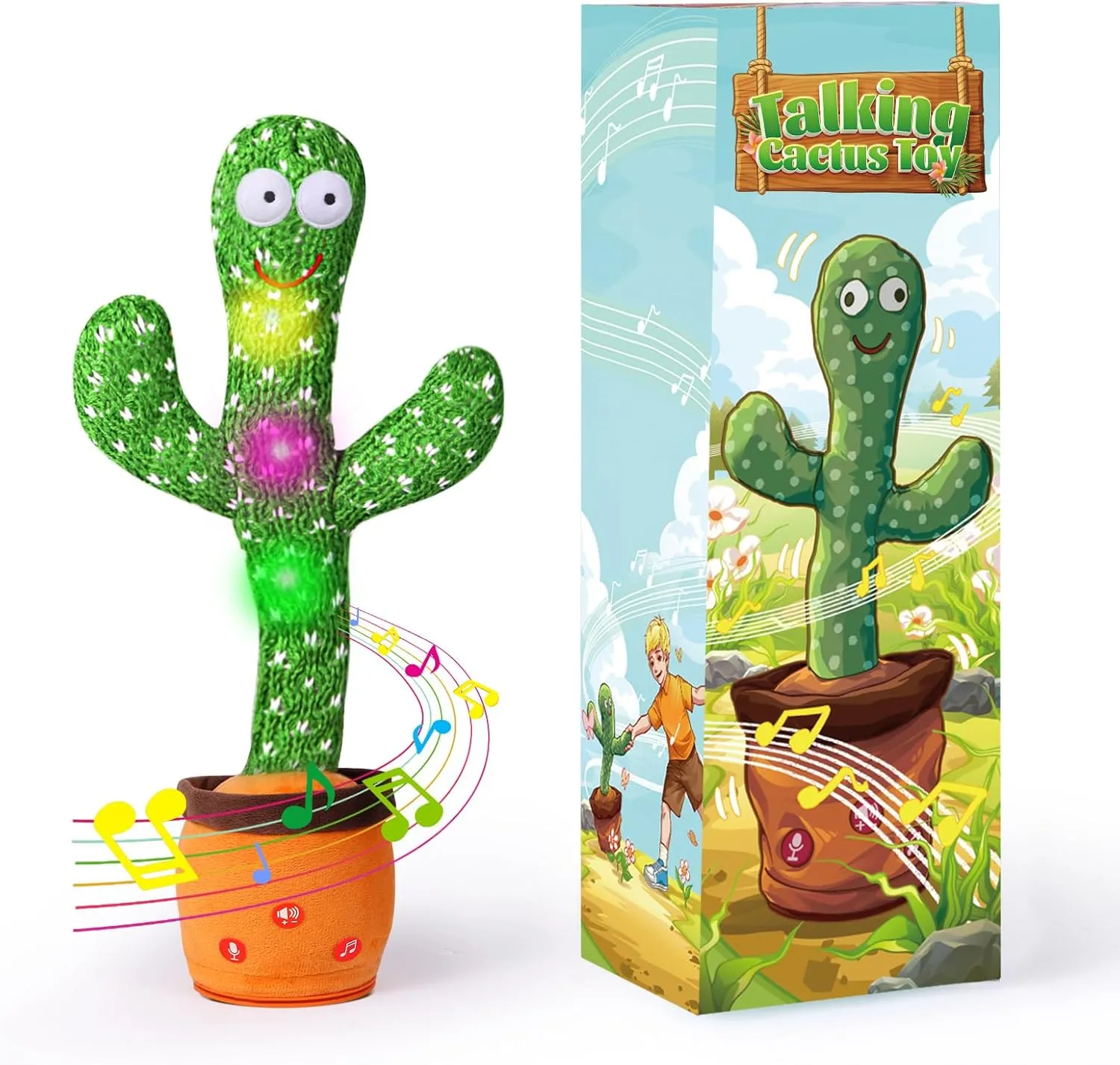 Dancing Talking Cactus Toy,Volume Adjustable Singing Repeating Mimicking Sunny Cactus Baby Girl Toys Baby Boy Gifts,Interactive Unique Easter Basket Stuffers for Kids Easter Gifts for Kids