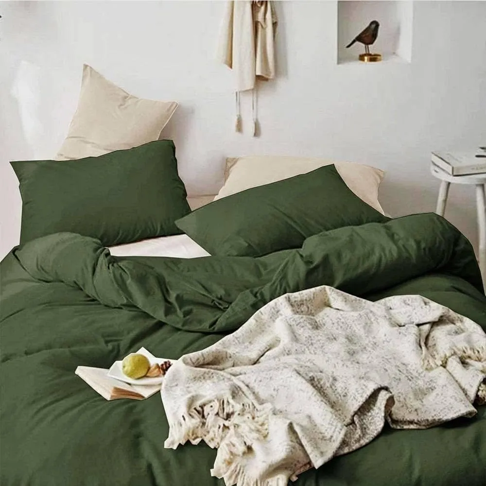 Dark Olive Green Full Size Comforter Set, 3 Piece Soft Modern Bedding Set, Lightweight All Season Microfiber Down Alternative Bed Comforter with 2 Pillow Shams for Women Men
