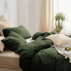 Dark Olive Green Full Size Comforter Set, 3 Piece Soft Modern Bedding Set, Lightweight All Season Microfiber Down Alternative Bed Comforter with 2 Pillow Shams for Women Men