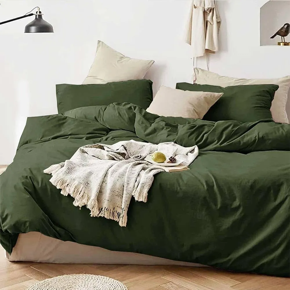Dark Olive Green Full Size Comforter Set, 3 Piece Soft Modern Bedding Set, Lightweight All Season Microfiber Down Alternative Bed Comforter with 2 Pillow Shams for Women Men