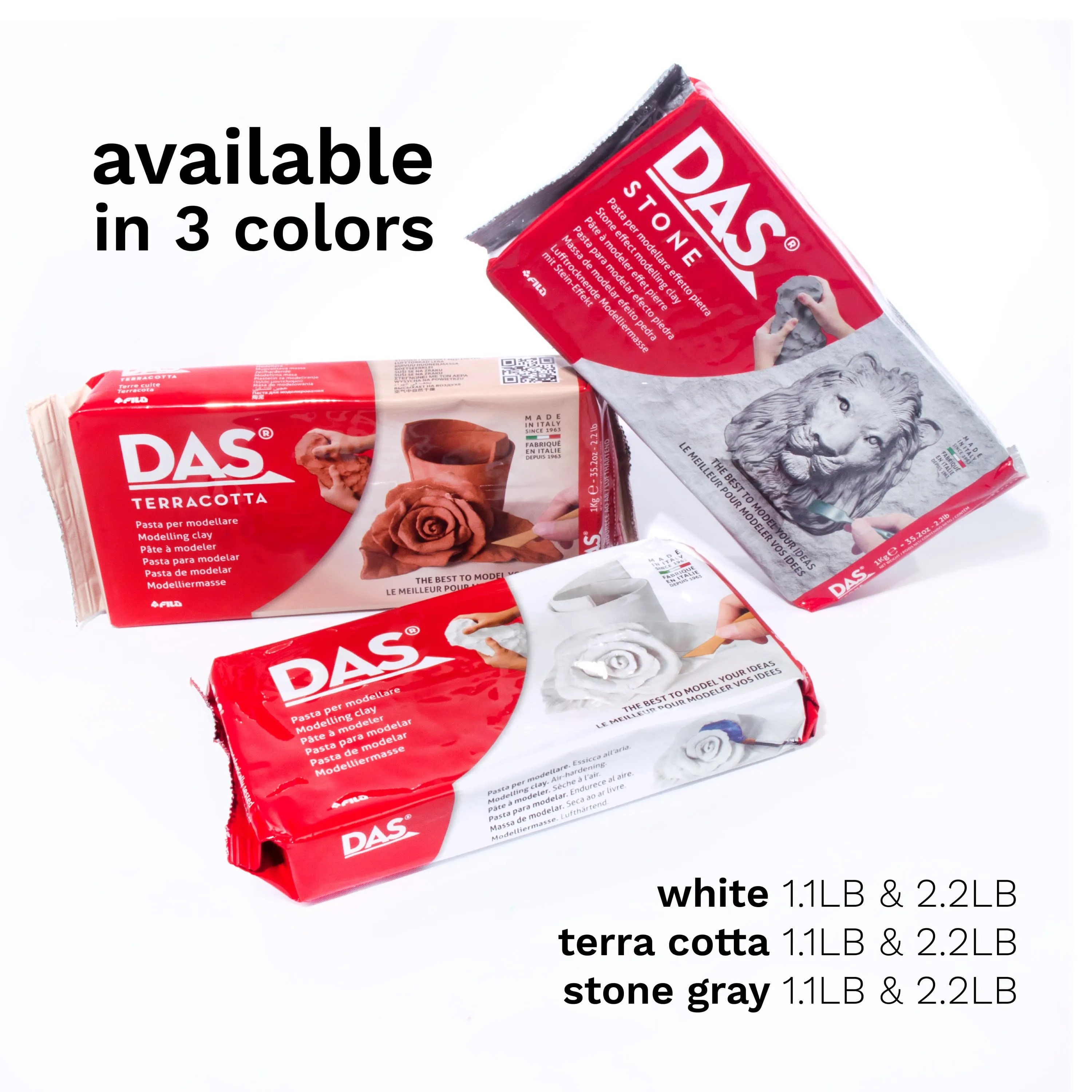 Das Modelling Clay Air-Dry Sculpting No Baking Self Hardening White 500g 1.1 Lb