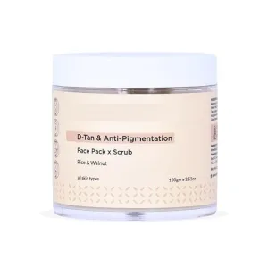 De Tan Face Pack plus scrub for Skin Nourishing and Exfoliating, For Korean Glass Skin, For Oily Skin, Acne & Pimples, All Skin Types, For Men and Women - 100 gm
