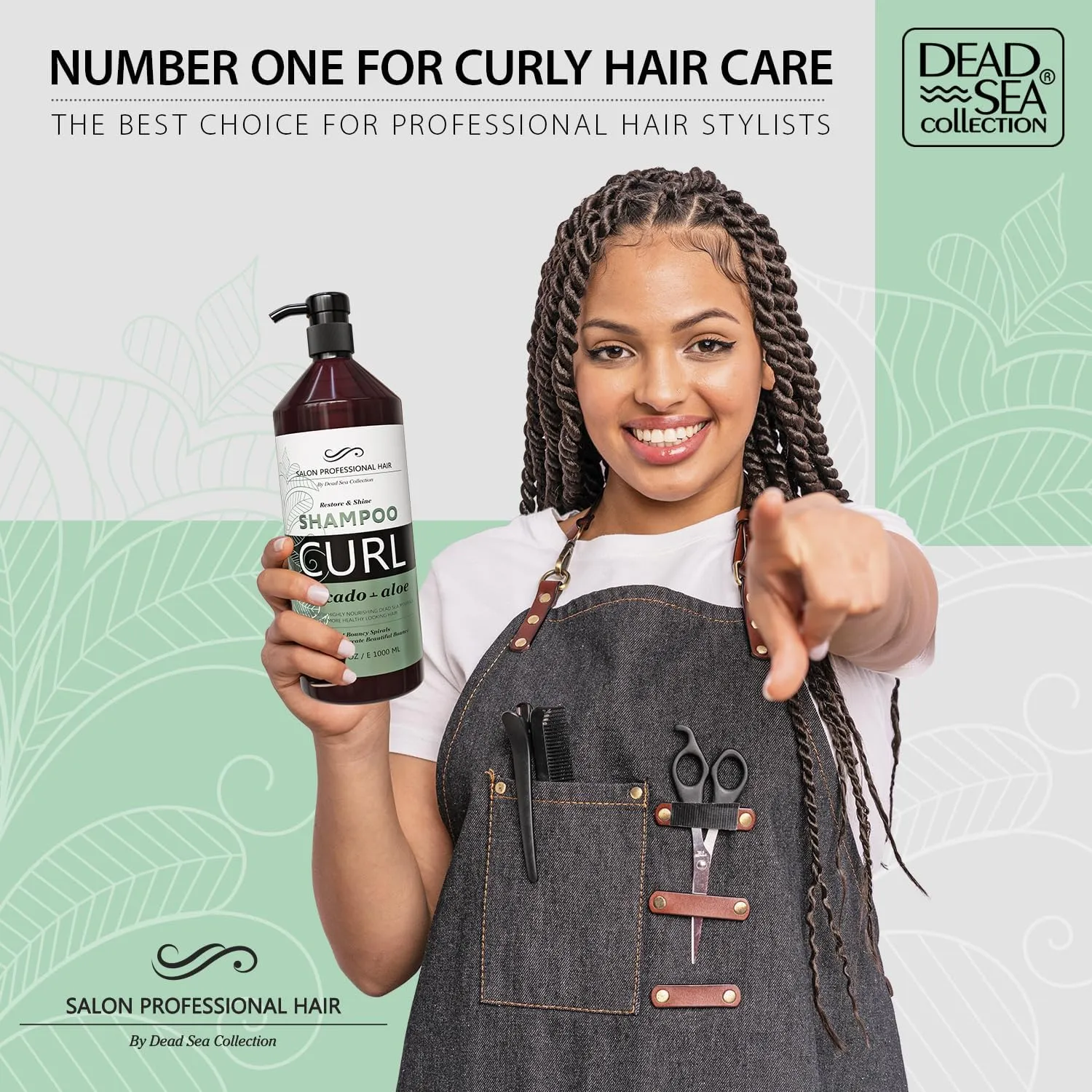 Dead Sea Collection Shampoo and Conditioner Set for Curly Hair - Pure Dead Sea Minerals, Avocado and Aloe – Professional Hair Care - Softening and Moisturizing - Pack of 2 (33.8 & 30.6 Fl. Oz)