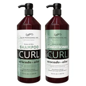 Dead Sea Collection Shampoo and Conditioner Set for Curly Hair - Pure Dead Sea Minerals, Avocado and Aloe – Professional Hair Care - Softening and Moisturizing - Pack of 2 (33.8 & 30.6 Fl. Oz)