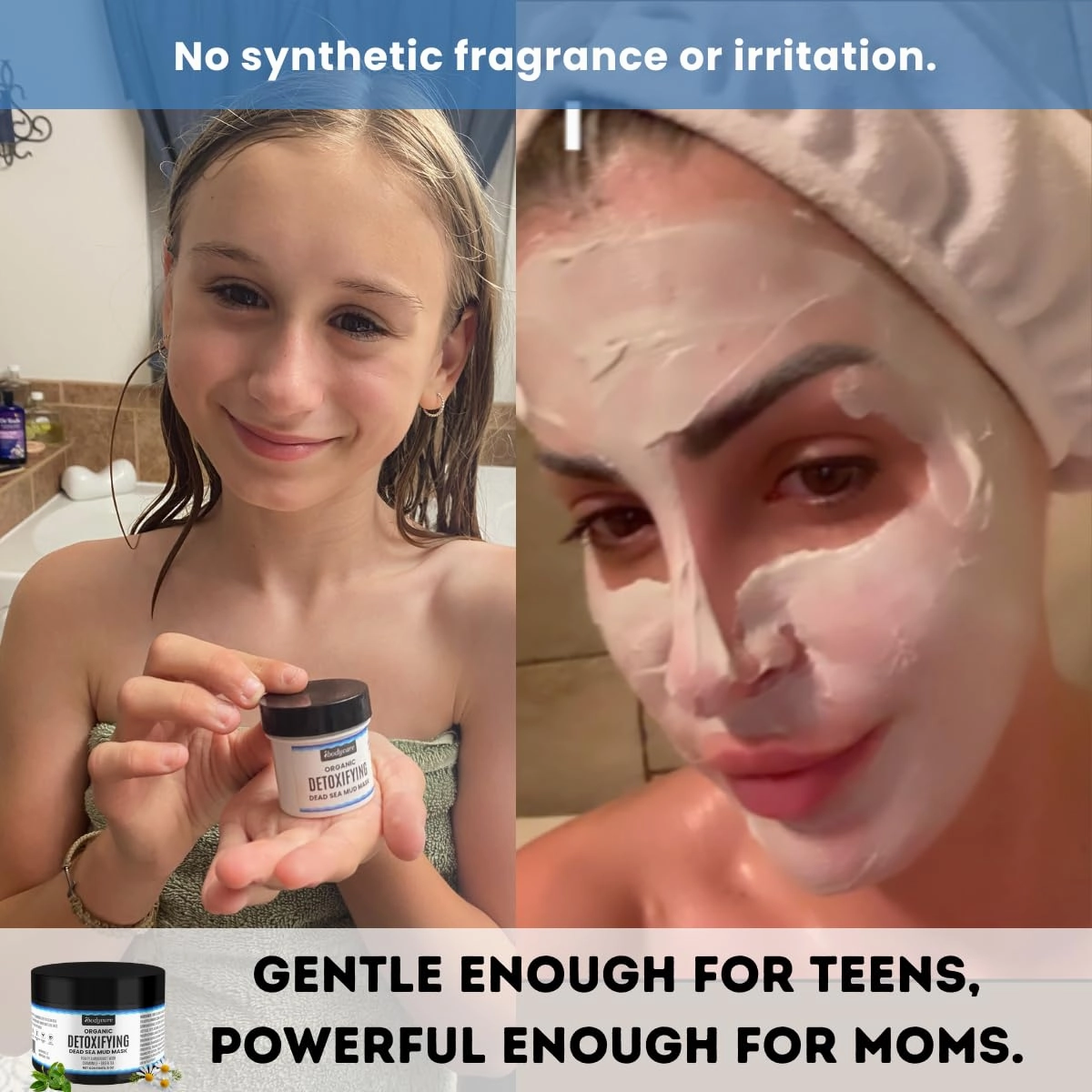 Dead Sea Mud Mask 4 Pack 2 Detox and 2 Rosemary Mint Hydrating Clay Masks with Bentonite and Kaolin Clay Whipped Texture Non Drying Pore Minimizer for Face 8 oz Each, 4 jars