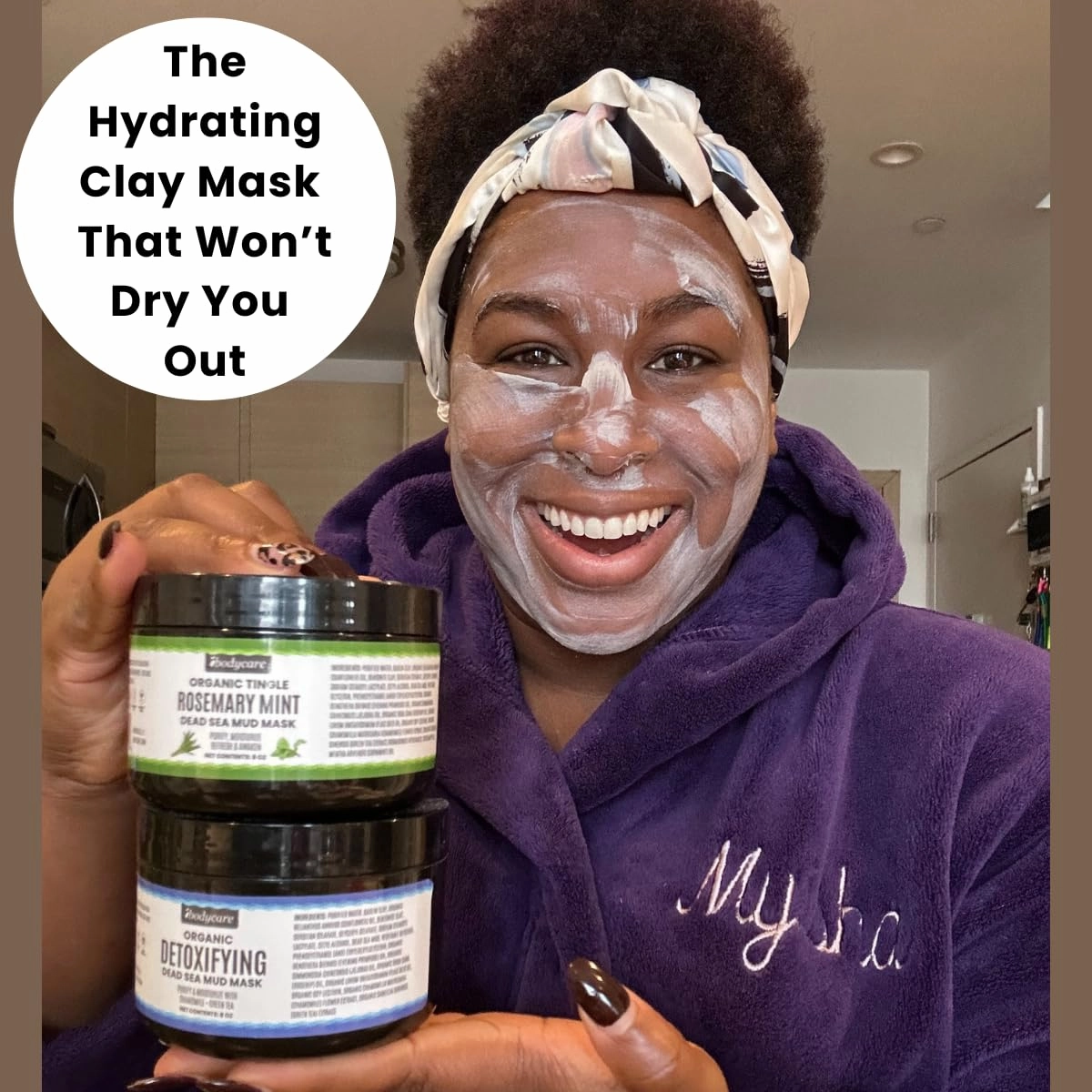 Dead Sea Mud Mask 4 Pack 2 Detox and 2 Rosemary Mint Hydrating Clay Masks with Bentonite and Kaolin Clay Whipped Texture Non Drying Pore Minimizer for Face 8 oz Each, 4 jars