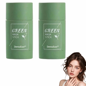 DermaEase Green Tea Deep Cleanse Mask Stick, Green Tea Face Mask, Green Mask Stick for Face, Mask Stick for Pore Cleansing, Green Tea Clay Stick for Men and Women of All Skin Types (2PCS)