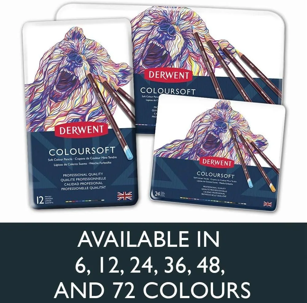 Derwent Colorsoft Pencils, 4mm Core, Metal Tin, 36 Count (0701028)