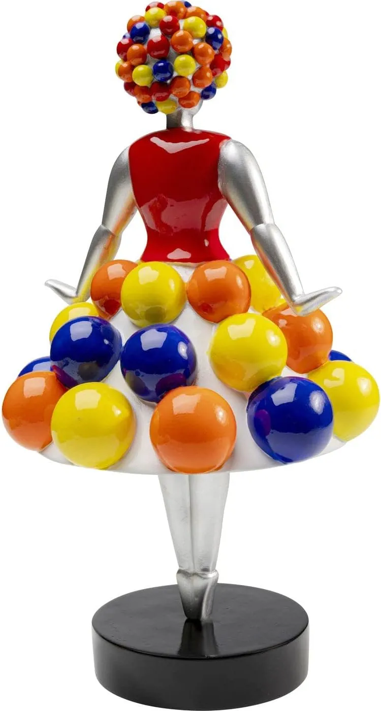 Design Decorative Figure Primaballerina Pom, Multi-Colour, Polyresin, Steel Pole, Handmade, Hand-Painted, 35 x 19 x 19 cm (H x W x D)
