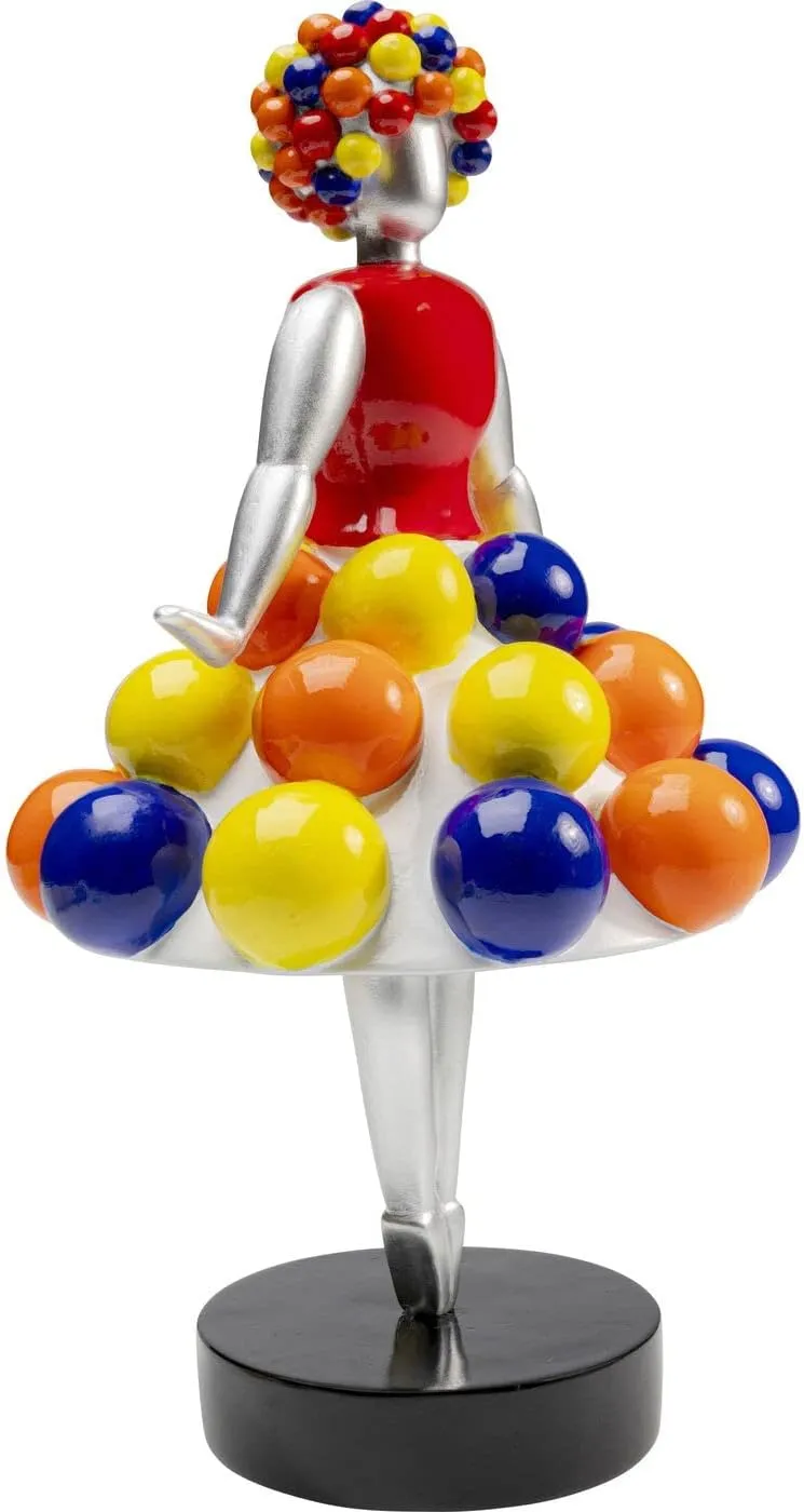 Design Decorative Figure Primaballerina Pom, Multi-Colour, Polyresin, Steel Pole, Handmade, Hand-Painted, 35 x 19 x 19 cm (H x W x D)