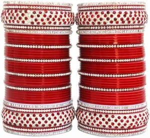 Designer Maroon Colour Bride Dulhan Punjabi Choora Chura, Chuda for Women & Girls (1881-M1C1-ML288-M)