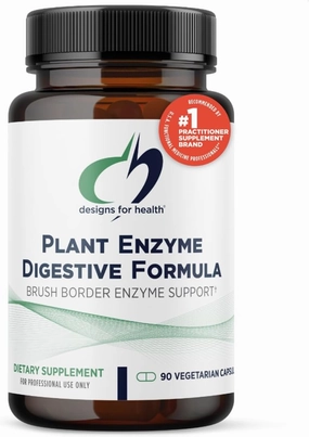 Designs for Health Plant Enzyme Digestive Formula - Vegetarian Digestive Enzymes Supplement - Gut Support with Hemicellulase, Protease   More - May Support Occasional Gas   Bloating (90 Capsules)