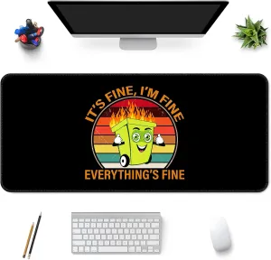 Desk Mat,Large Mouse Pad 35''×15.6'' XXL Extended Gaming Mouse Pad Mat with Non-Slip Base Stitched Eges Mousepad for Computer,Office,Keyboard and Laptop - Black Fire