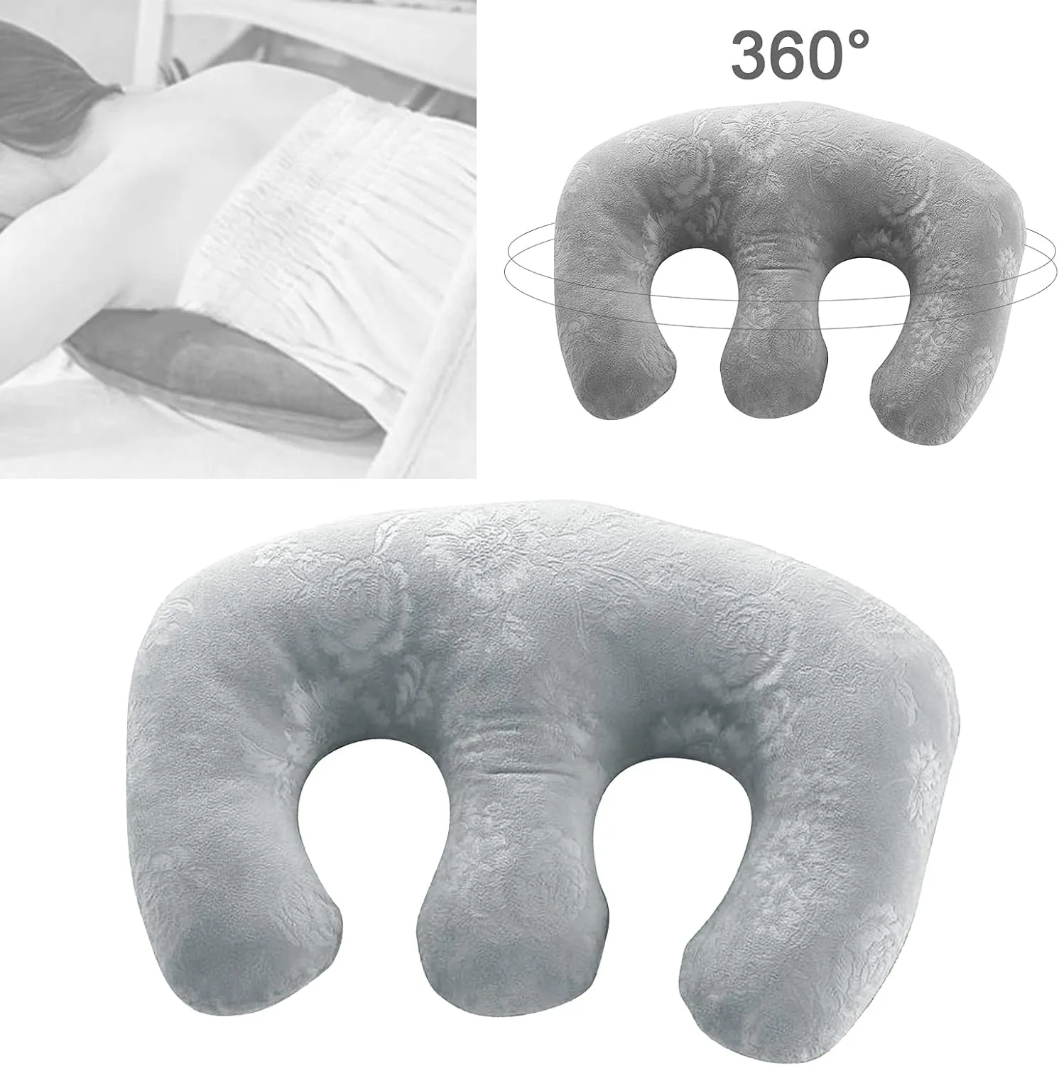 Detachable Chest Soft Pillow Support Pad Pillow Women Bolster for Spa Beauty Salon Massage Table (Grey)