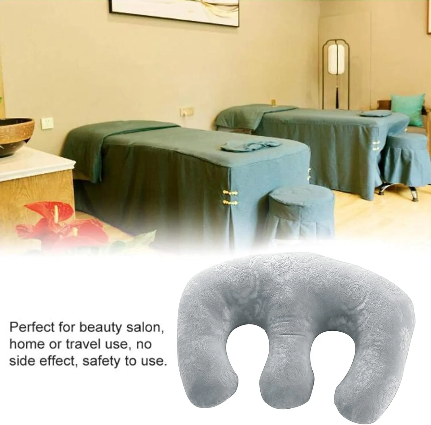 Detachable Chest Soft Pillow Support Pad Pillow Women Bolster for Spa Beauty Salon Massage Table (Grey)
